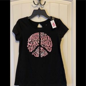 NEW | Justice | Black T-Shirt with Pink Logo | Size 12